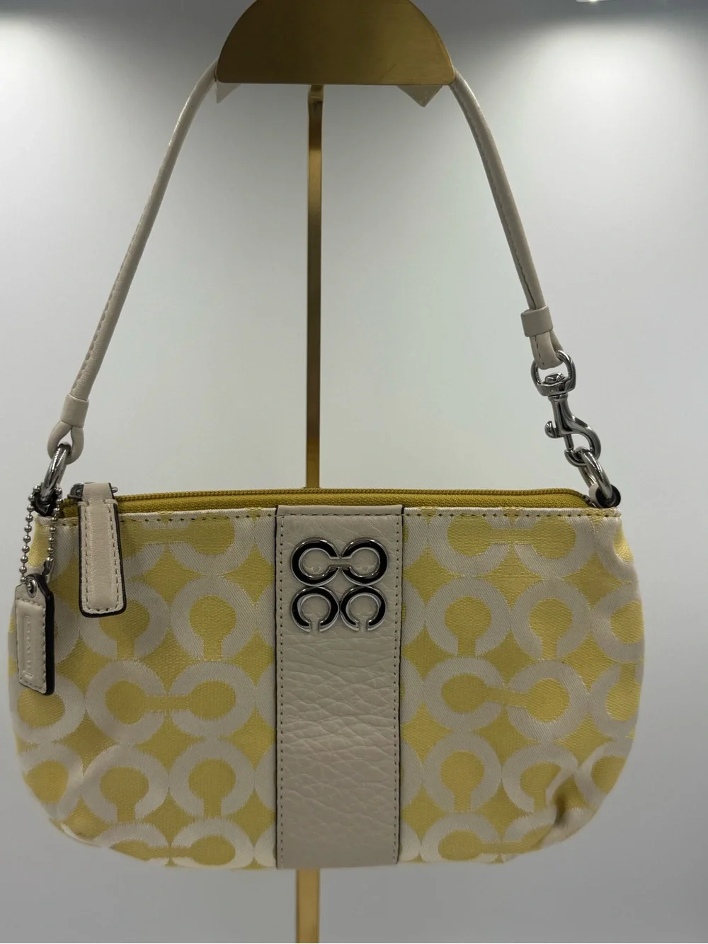 Coach XL Op Art Yellow and Chalk White / Cream Mini Shoulder Bag or Wristlet - Picture 1 of 9